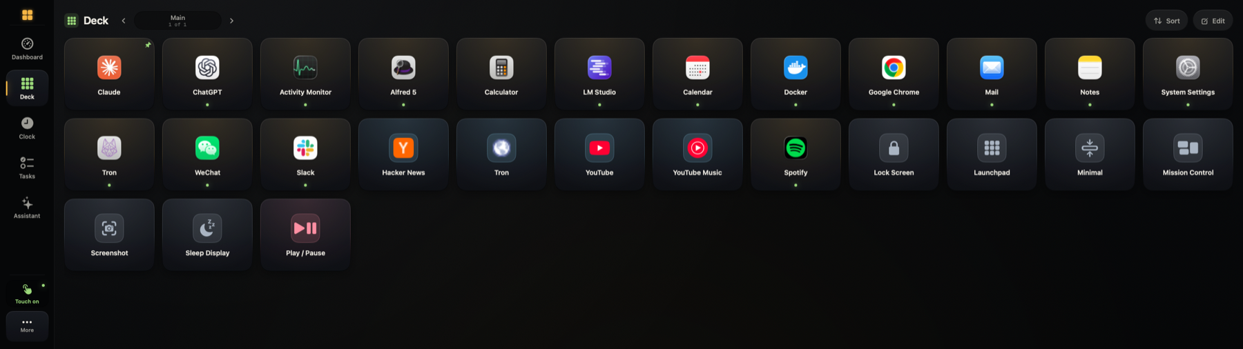 Deck launcher with app tiles